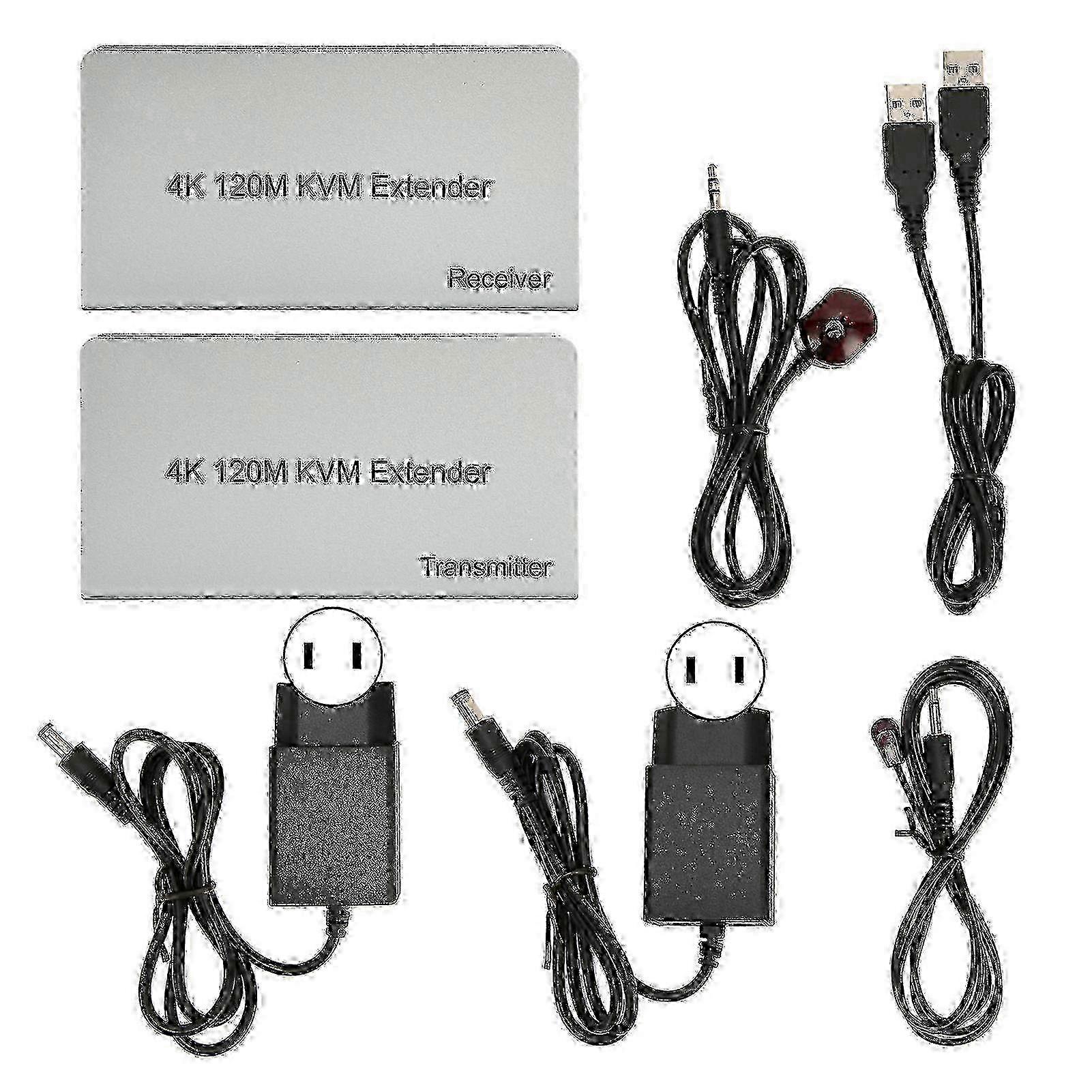 120m KVM Extender 4K 60Hz Remote Keyboard Mouse USB Control HD Multimedia Interface Extender for PC TV 100‑240V