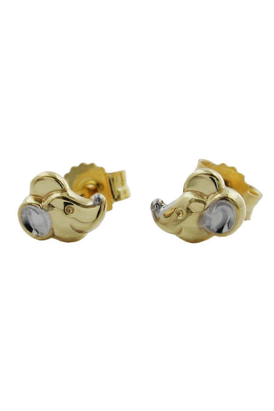 Stud Earrings Mouse-head Two Tone 9k Gold - Gl430466
