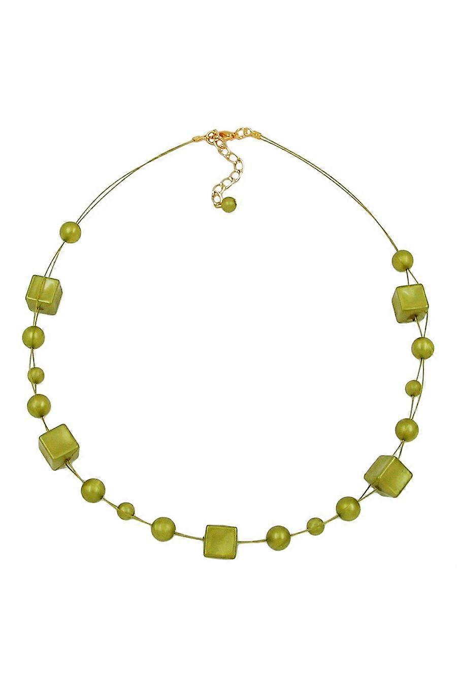 Necklace Cube Beads Green-olive 45cm - Gl01957