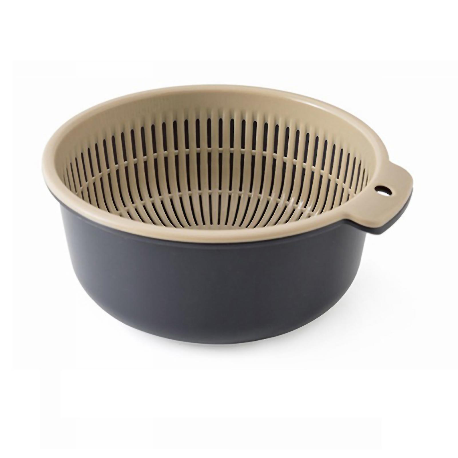 Vegetable Washing Basket Double Layer Drain Quickly Suspend Multifunction Basket Strainer with Side Handle for KitchenS Blue