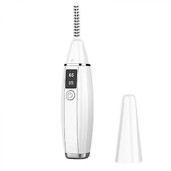 Veeki Heated Eyelash Curler, Portable USB Rechargeable, 2 Temperature Adjustable with LED Digital Display, Quick and Convenient MakeupWhite