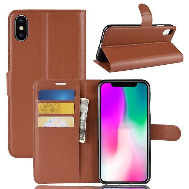 Removable Shockproof Leather Shell Case for Apple iPhone X / XS - Brown