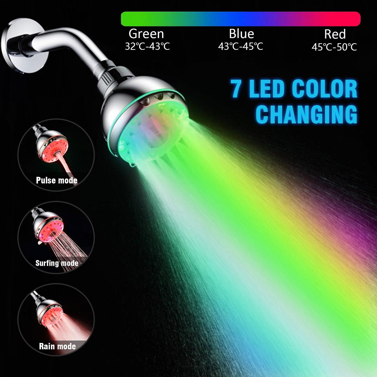 LED Shower Head, 7 Colors Flash Light Automatically Changing LED ShowerHead