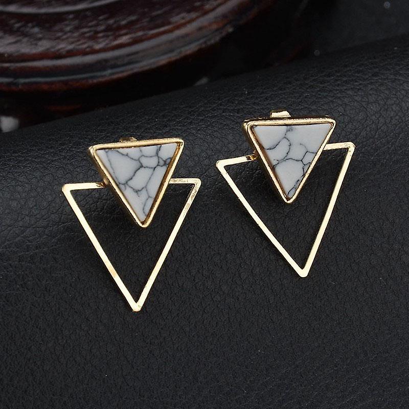 Women Charm Ladies Accessories Round Square Geometric Earrings Triangle Earring Color: Gold
