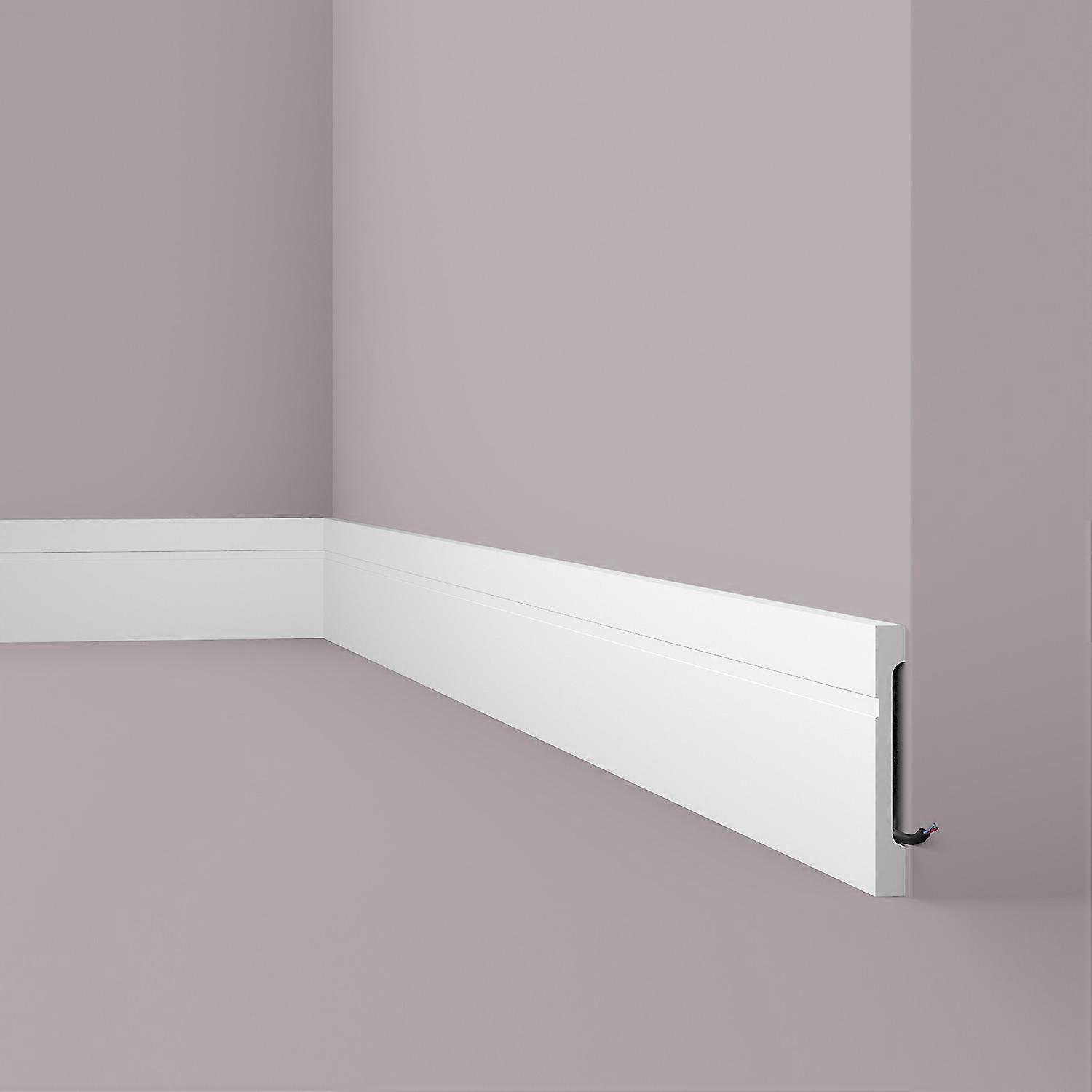 NMC 1 x Skirting FD15 WALLSTYL 200 cm x 1,8 cm x 15 cm white Extruded polystyrene (HDPS) pre-primed lightweight, dimensionally stable, shockproof with