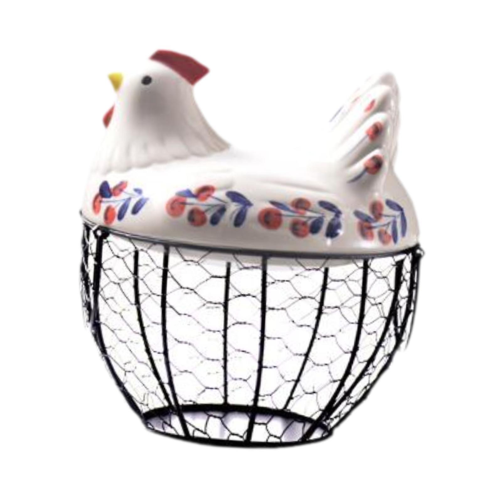 Schwarzer Metalldraht Eierkorb Eierhalter für Arbeitsplatte Esstisch Bauernhaus