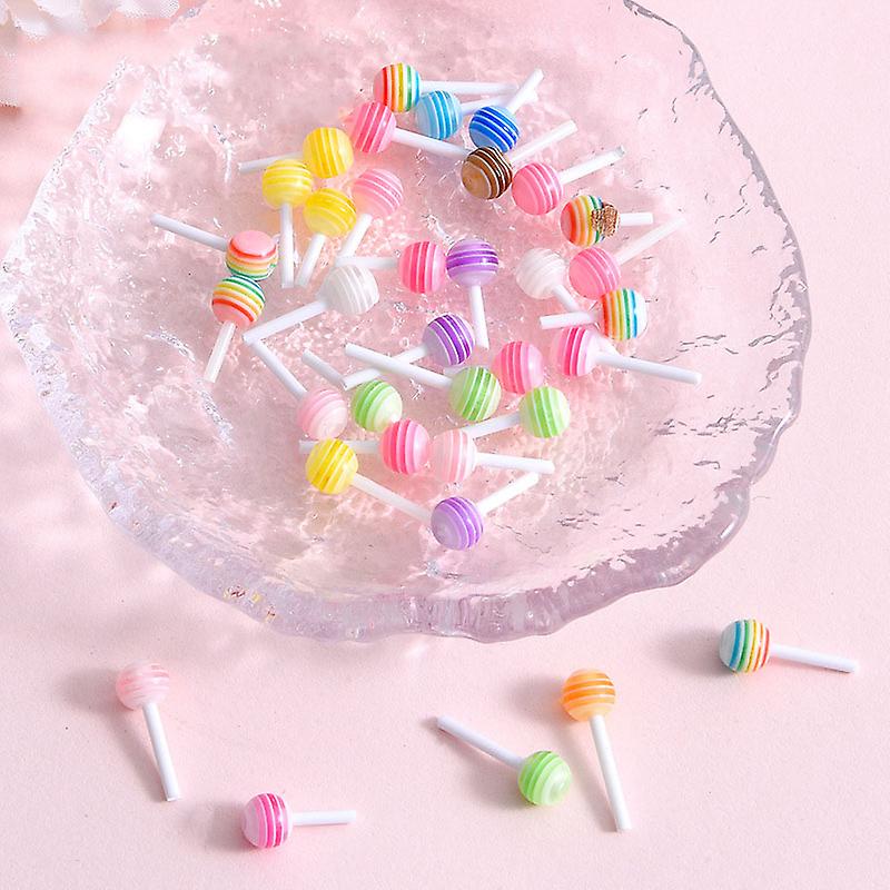 100 قطع الراتنج Kawaii الملونة 3d البسيطة مصاصة مسطحة كابوشون حجر سجل القصاصات دي ديكور المنزل حلوى الغذاء تمثال الحرف