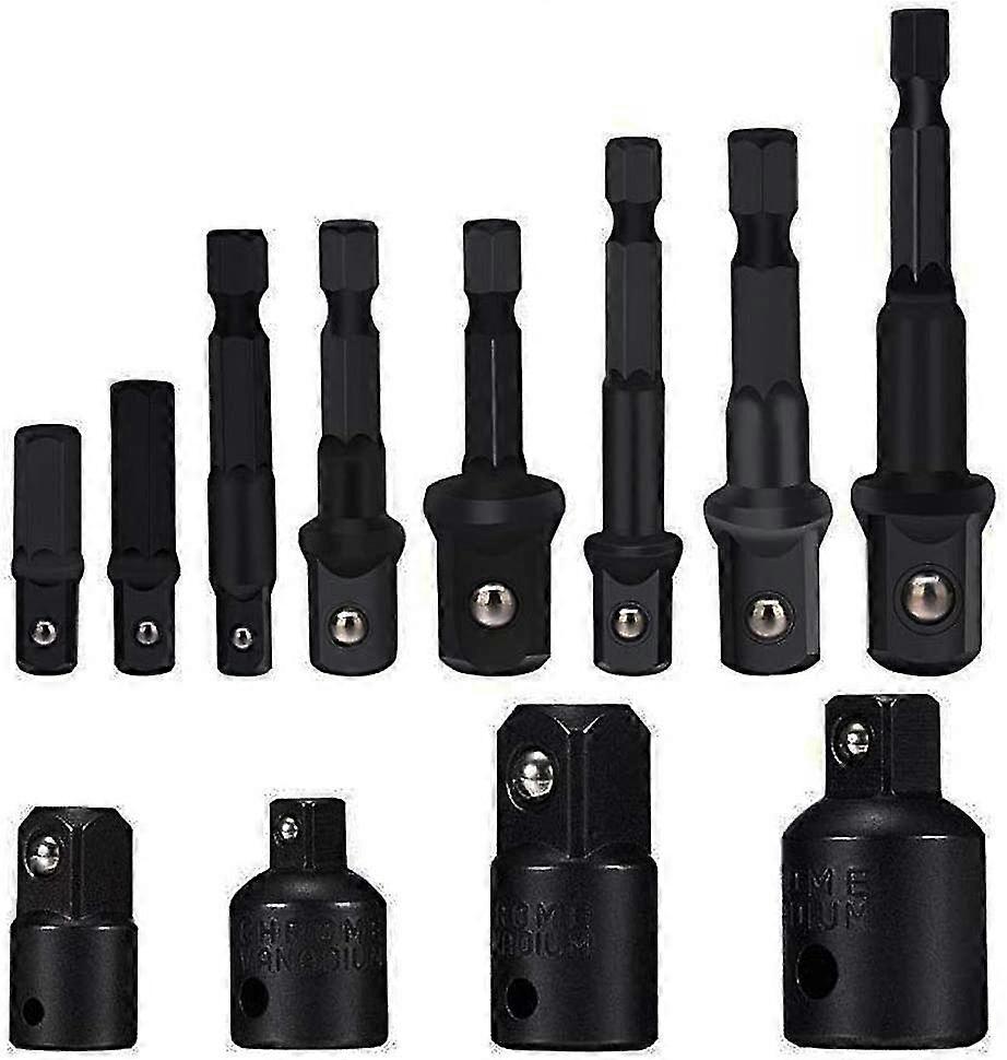 Socket Adapter Converter Set 8pcs Hex Shank Drill Bits Nut Wrench Bit Set Of 4 Reducer Adapters(black)