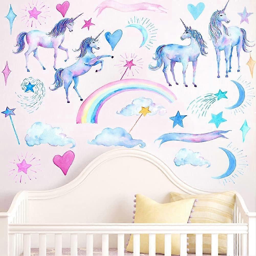2pcs Unicorn Wall Sticker，Rainbow Decoration Wall Stickers Colorful Unicorn Patterns Unicorn Wall St