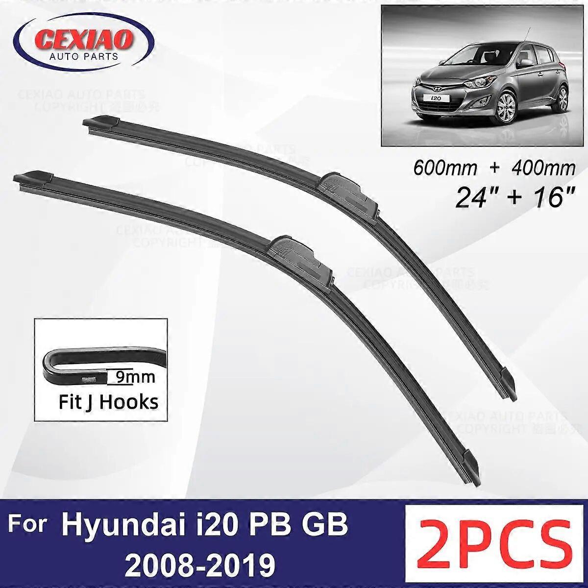 Car Wiper For Hyundai i20 PB GB 2008~2019 Front Wiper Blades Soft Rubber Windscreen Wipers Auto Windshield 24"+16" 600mm + 400mm FN9U5617