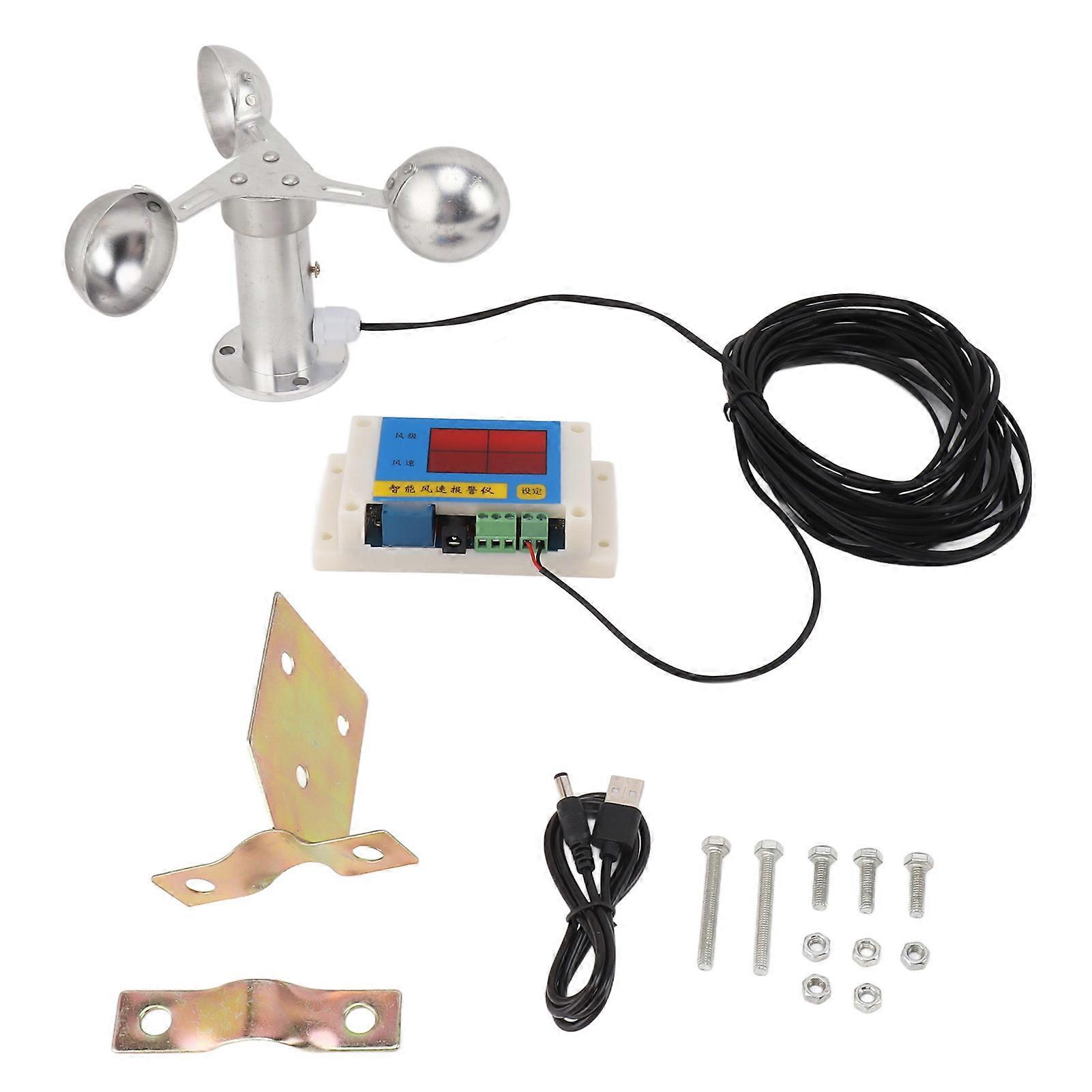 Wind Speed Alarm Device 3 Fan Blades Tower Crane Anemometer Instrument for Construction Railway Weather Station 5V NO.2934