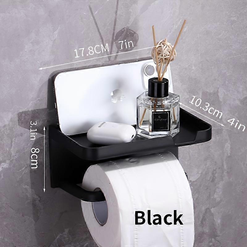 Stylish Punch-free Toilet Tissue Box Holder - Space-Saving Wall Mount, Phone Stand Included, No-Drill Installation, Durable & Sleek Design for Modern