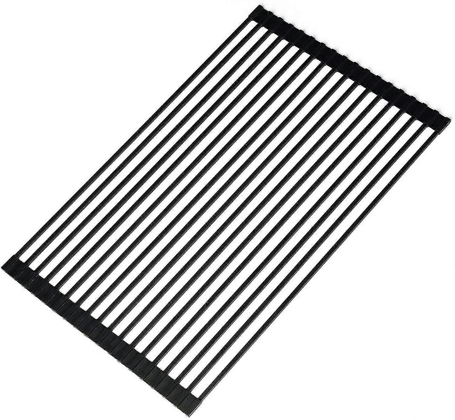 Scolapiatti pieghevole Multiuso Acciaio avvolto in silicone Barre solide quadrate Piatti Scolapiatti Scolapiatti Lavello grande Scolapiatti Scolapiatti -SY