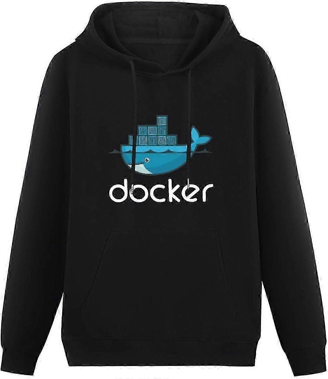 Geek Mannen Hoody Docker Logo Heren Hooded met Pocket Linux Javascript Computer Rogramming Developer H Hoge kwaliteit vloeiende lijnen