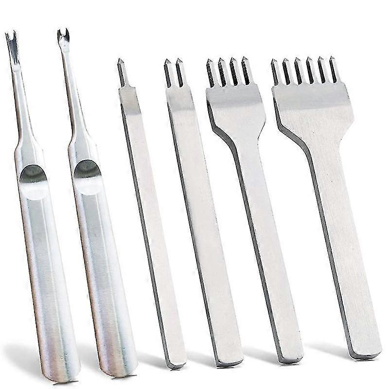 6pcs 1/2/4/6 Diy Diamond Lacing Stitching Chisel Set Leather Edge Skiving Diy Craft Tool, Industria