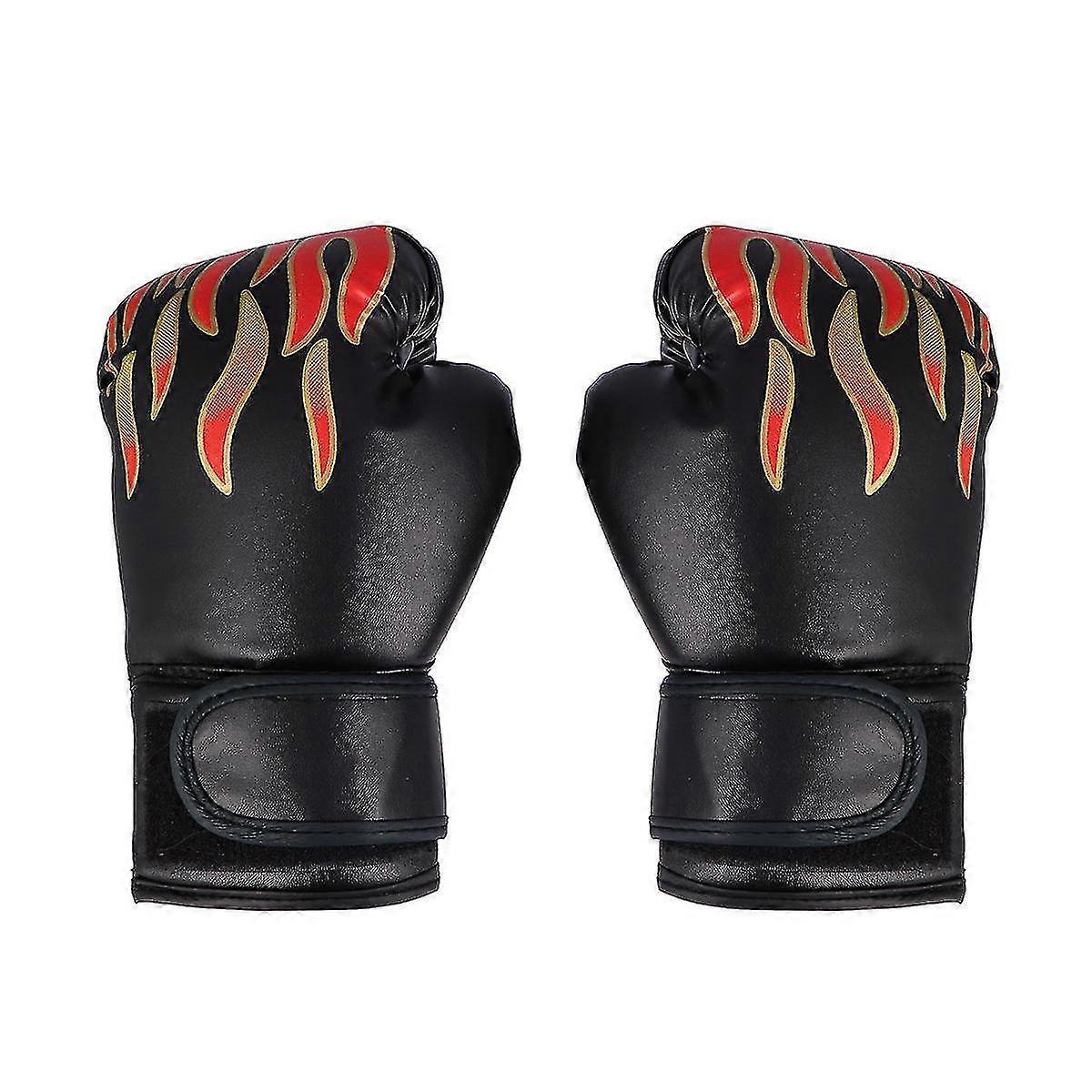 KINCJON Children Pu Boxing Gloves And Mitts Flame Pattern Gloves Training Gloves For Taekwondo Kickboxing Fighting (random Color) Chumian