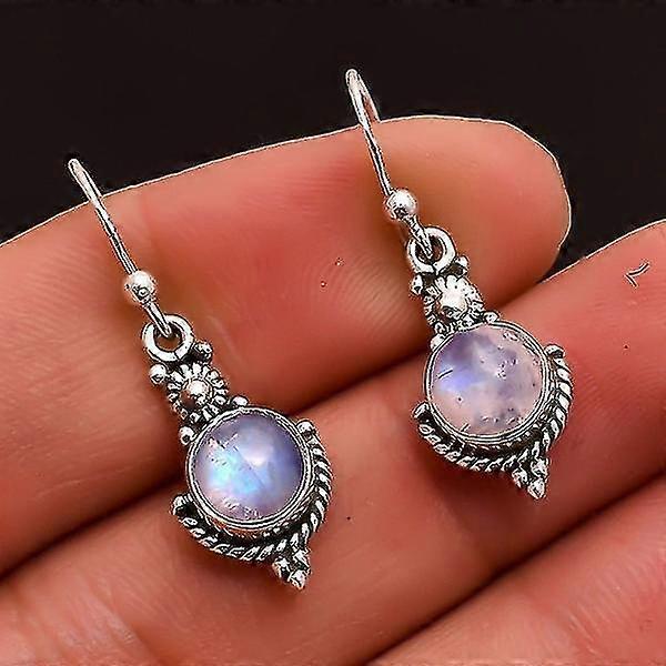 rainbow moonstone 925 sterling silver dangle earrings 5pairs