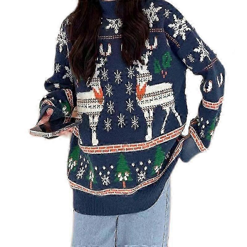 Pull de Noël pour femmes Noël Tricoté Pullover Pullover Jumper Tops
