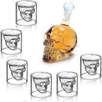7-Piece Skull & Bones Wine Bottle - 550ML + Small Skull Cup*6