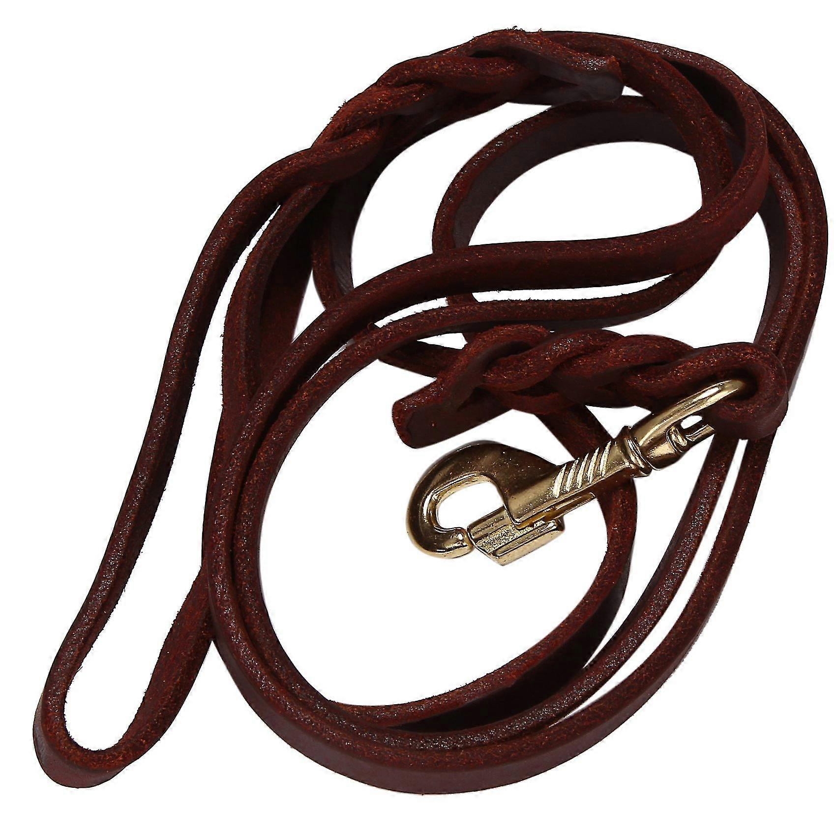 2m Long Leather Braided Traction Collar Strap Training Leash Lead