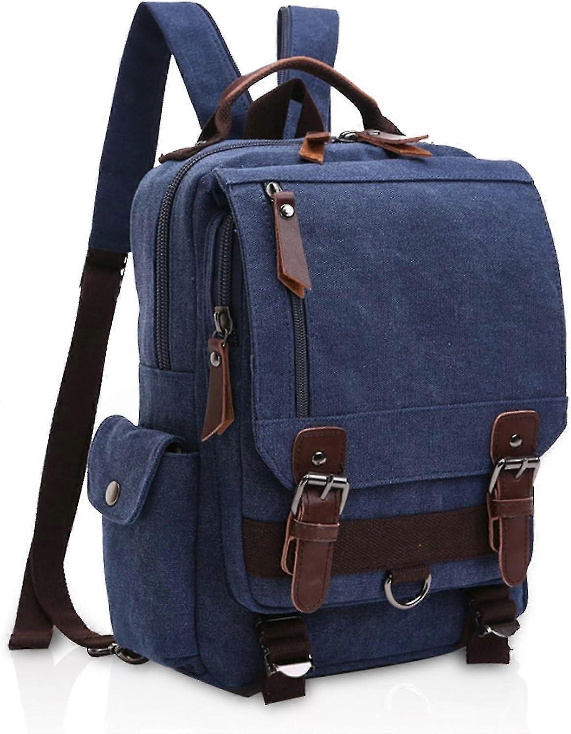 Breathable Canvas Backpack For Men,dark Blue B