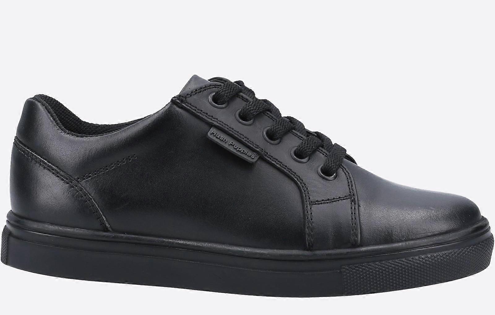 Hush Puppies Sam Leather Memory Foam Junior Shoes Black