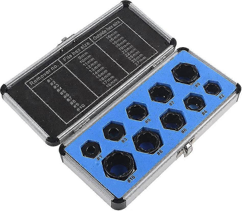 10pcs 3/8" Drive Socket 9-19mm Damaged Nut Stud Extractor Bolt Remover Locking