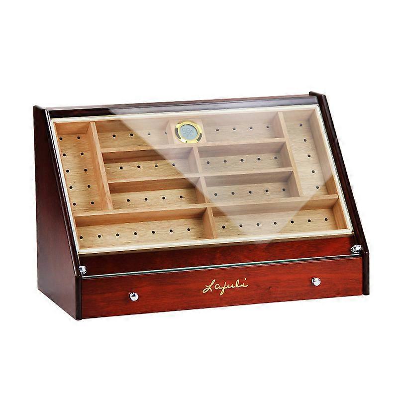 New Lafuli Cigar Display Cabinet Cedar Wood Cigar Moisturizer Box Transparent Window Snow Plus Storage Cabinet