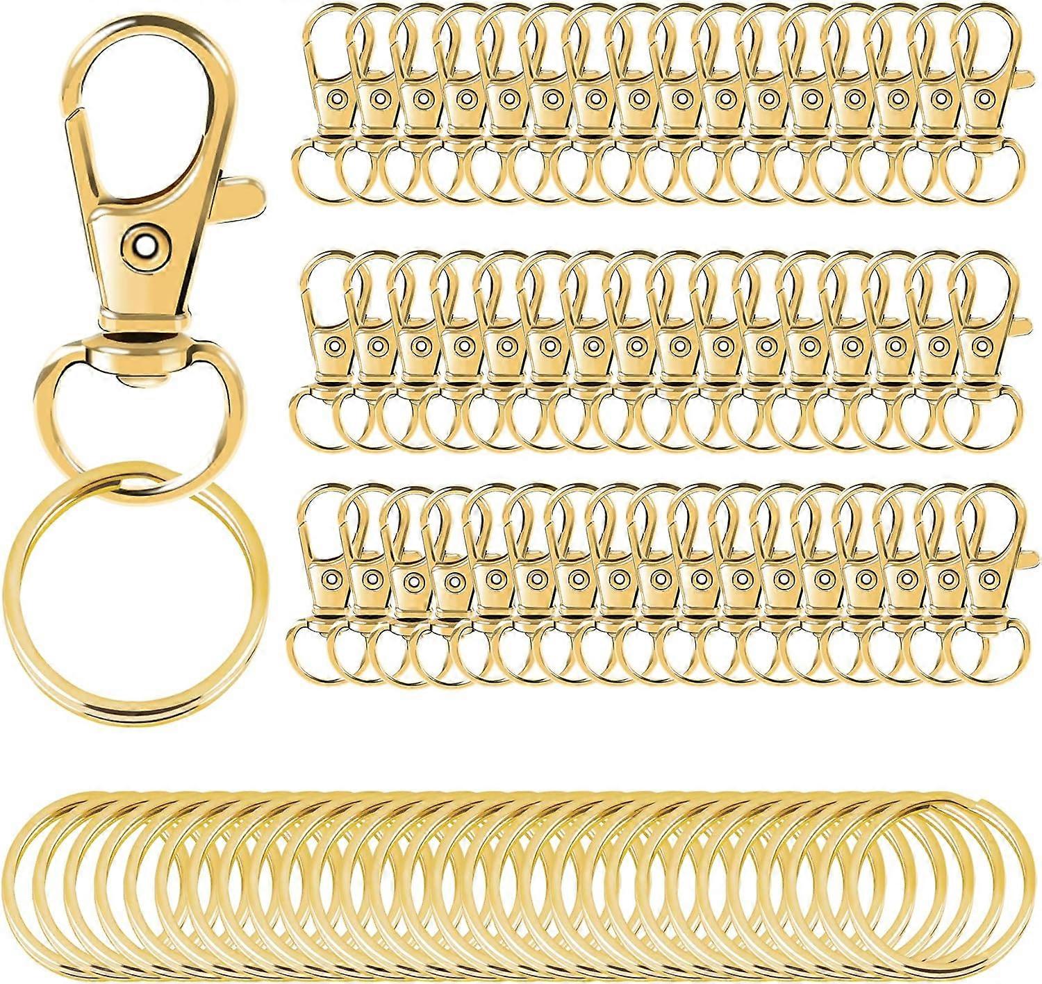 100PCS Swivel Clasps Lanyard Snap Hooks with Key Rings, Key Chain Clip Hooks Lobster Claw Clasps for Keychains Jewelry DIY Crafts