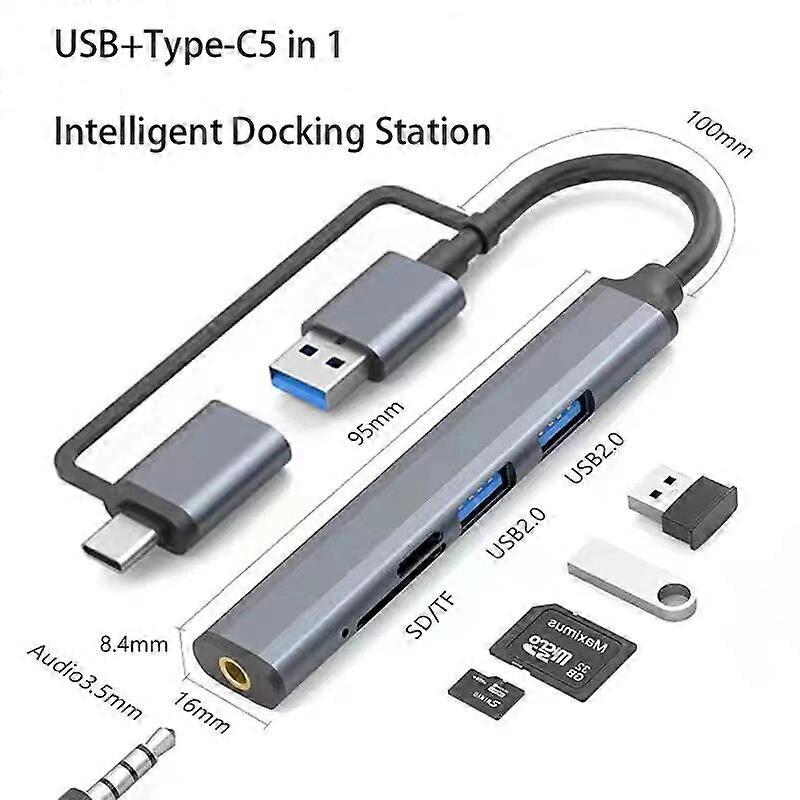5 In 1 Multifunctional Card Reader Expansion Dock Laptop Headphone Jack High speed USB Expansion Dock