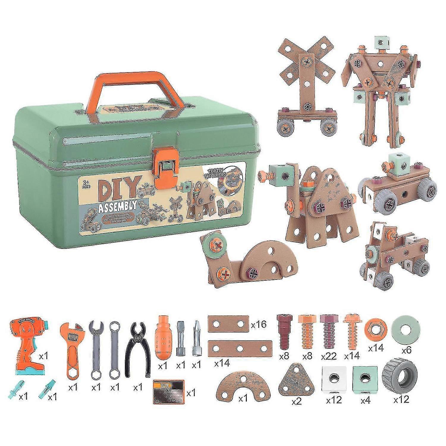 1 Set Kids Tool Toy Toddler Plastic Material Safety Toys Gurls Multicolor Boys With Toolbox Nuts W