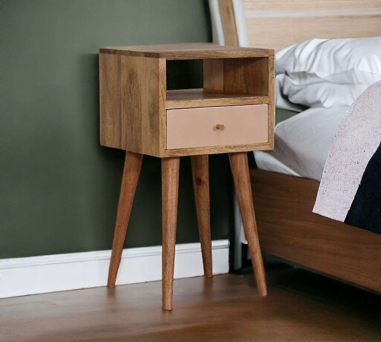Small Bedside Cabinet With Blush Drawer