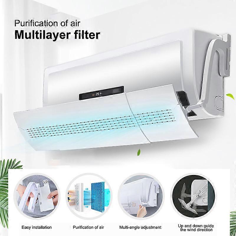 Air Conditioner Wind Deflector Without Perforation Easy Installation Telescopic 74-103cm