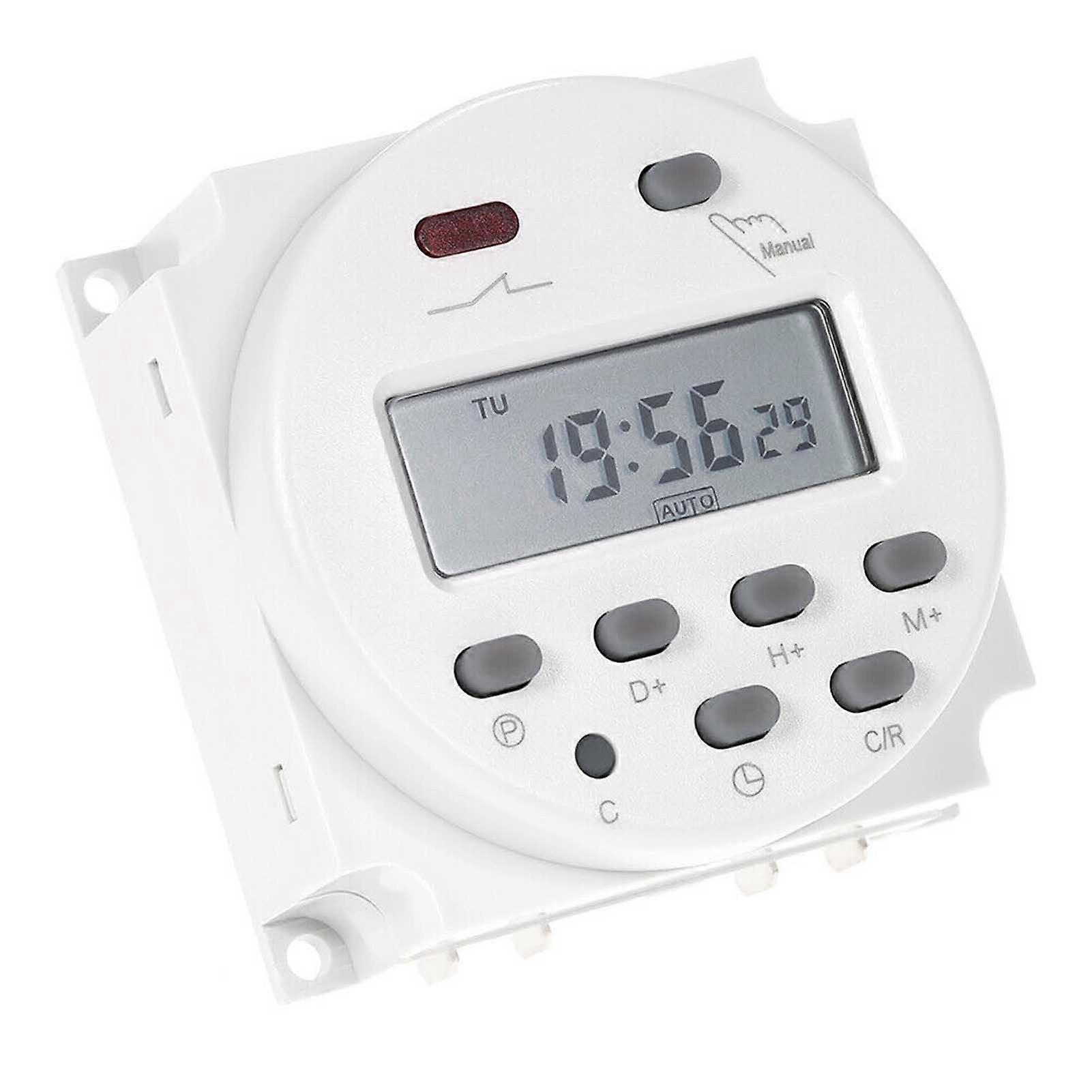 CN101A DC 12V 16A Digitaler LCD-Leistungsprogrammierbarer Timer-Zeitrelais-Schalter Weiß
