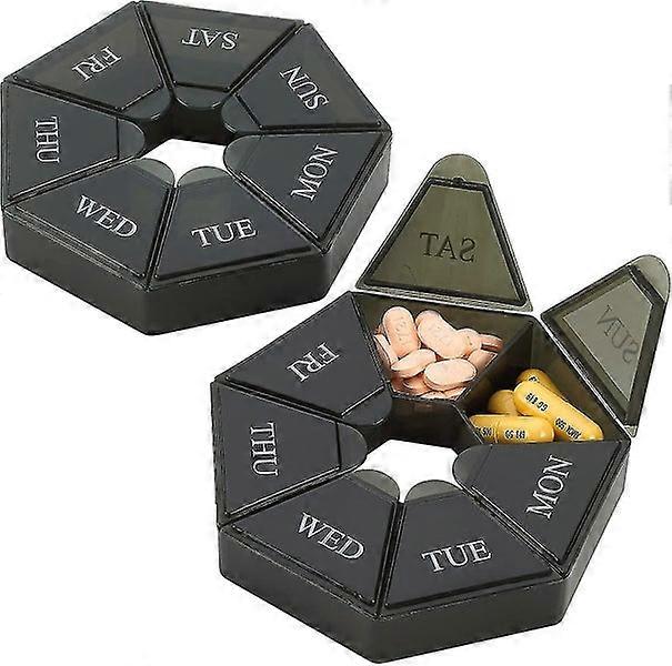 2-Pack Weekly Pill Storage Box - 7-Day Portable Compact Travel Case