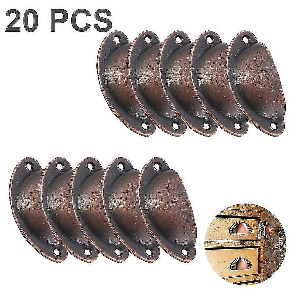 20 Pack 65mm Hole Spacing Vintage Style Pulls Cup Pull Handles Knobs Shell Ear-like Handle Knobs For Cabinet Dresser Drawer Bin