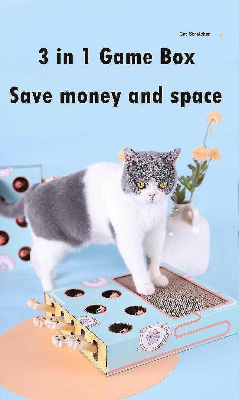 2021 New! Cat Toy Chase Hunt Mouse 3 In 1 With Scratcher Funny Cat Stick Cat Hit Gophers Interactive Maze Tease Toy