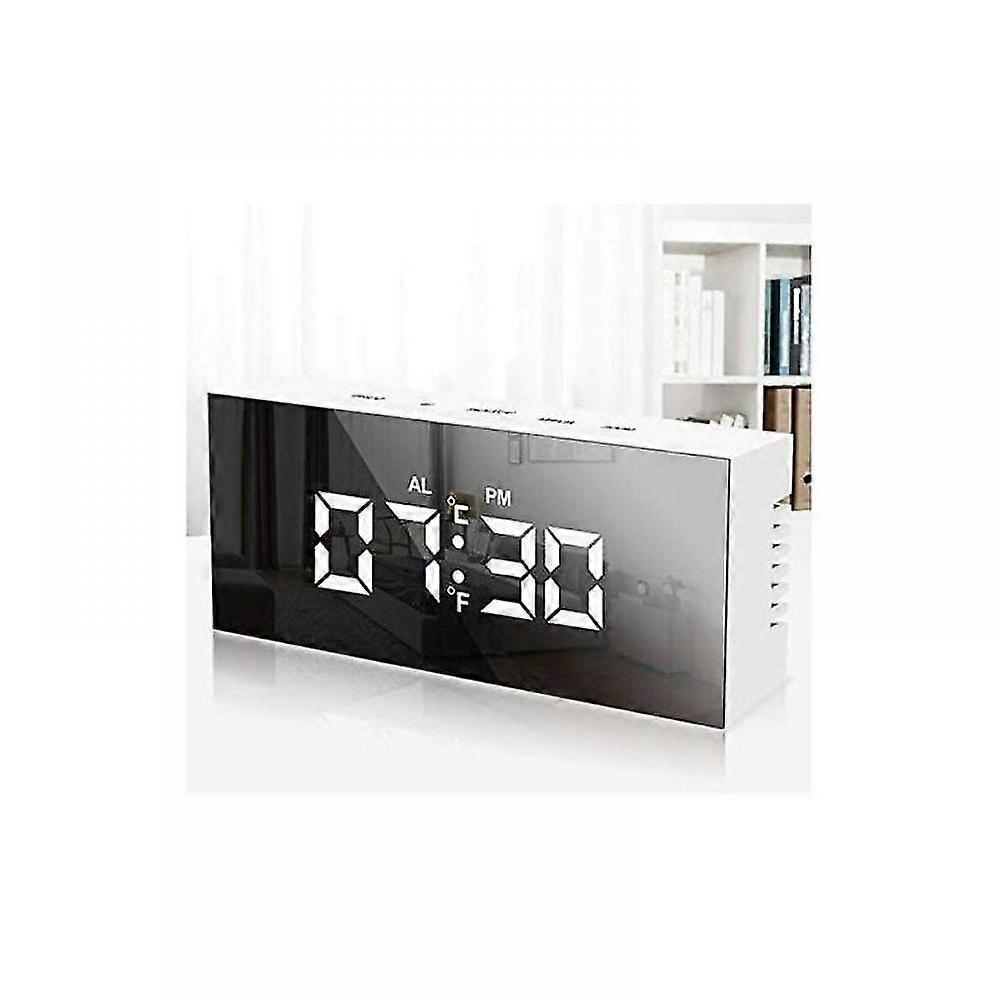 Led Digital Alarm Clock, Led Mirror Digital Clock Bedside Alarm Clock Morning, Digital Night Light Alarm Clock With Snooze/usb Port/date Display/adjus