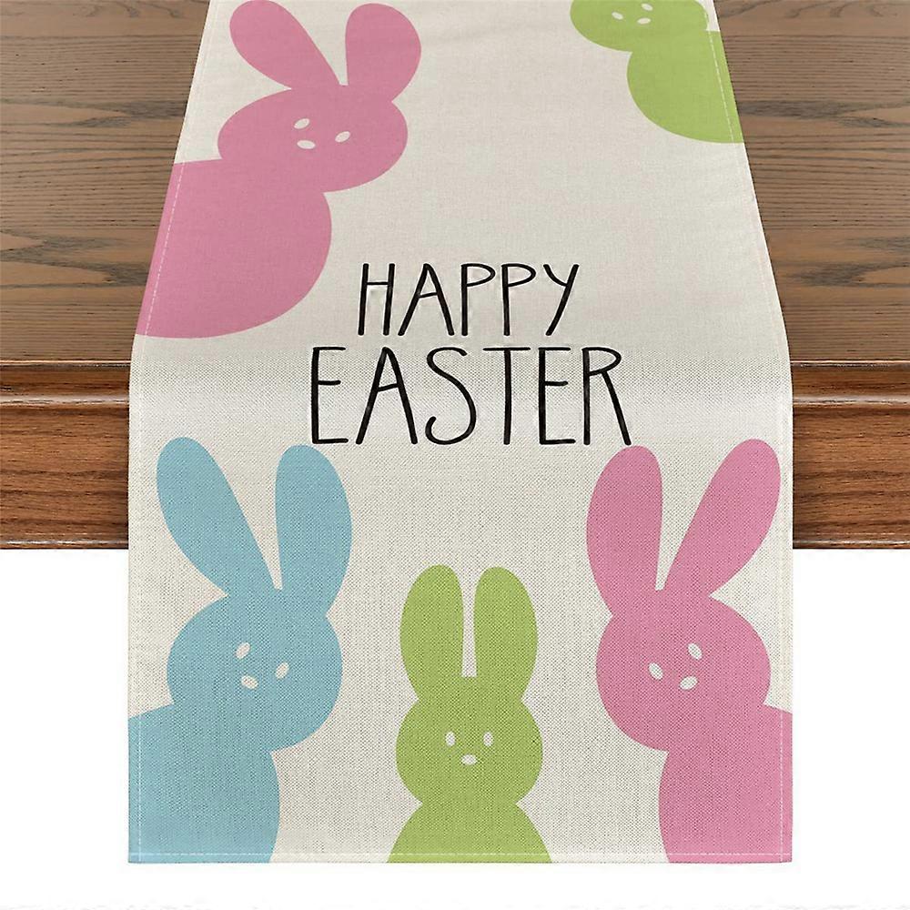 Easter Bunny Table Runner Holiday Cute Rabbit Kitchen Dining Table Flag Decoration