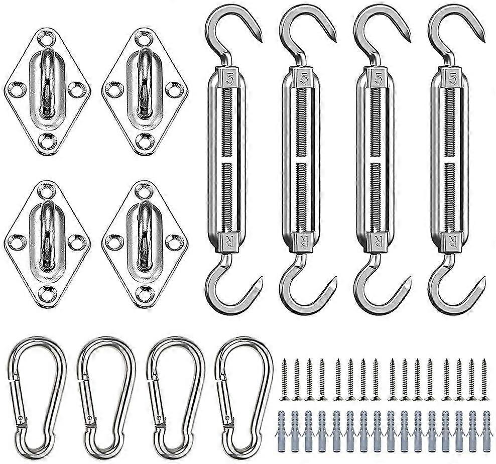 Shade Sail Fixing Kit, 44 Pcs Stainless Mounting Kit Sail Shade Fixings, Hardware Fixing Accessories Kit for Square Rectangle and Triangular Awnings