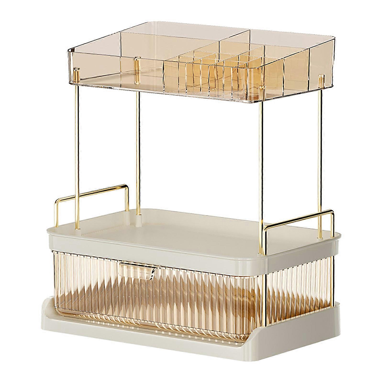 Cosmetics Storage Rack with Multi Tiers And Drawer Kitchen Spice Holder Large Capacity Tea Room Countertop Storage Self Bathroom Makeup Vanity Organiz