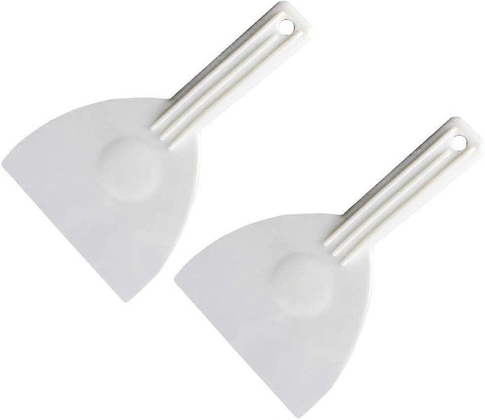 2 Pack Kitchen Plastic Scrapers with Handle Dough Pastry Scraper Baking Cake Cream Trimming Scraper Spatula Pizza Knife for Bread Dough Cake, White