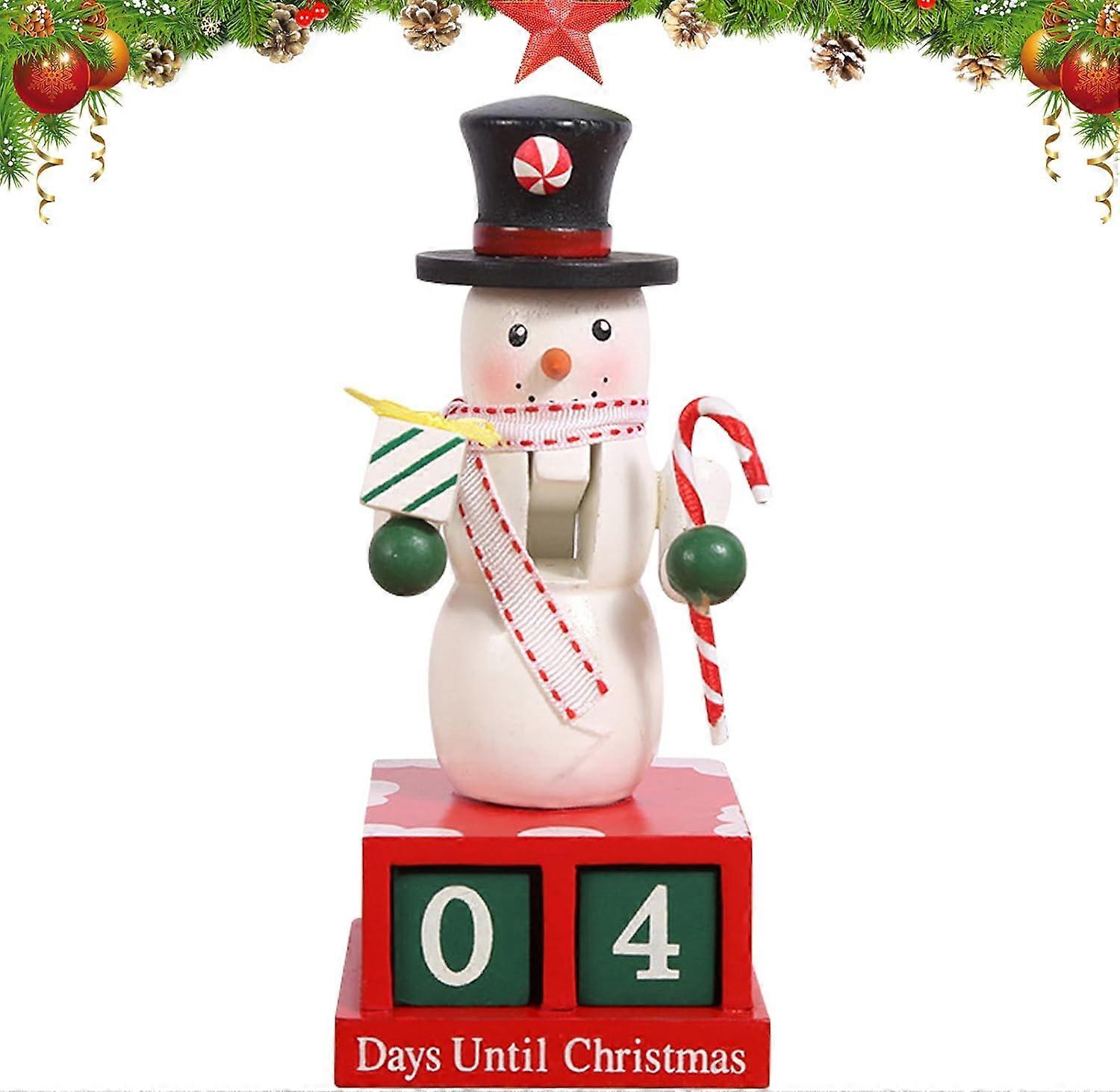 Christmas Advent Calendar Christmas Countdown Calendar Santa/Snowman Wooden Xmas Countdown Calendar Blocks Tabletop Desk Calendars (Snowman)
