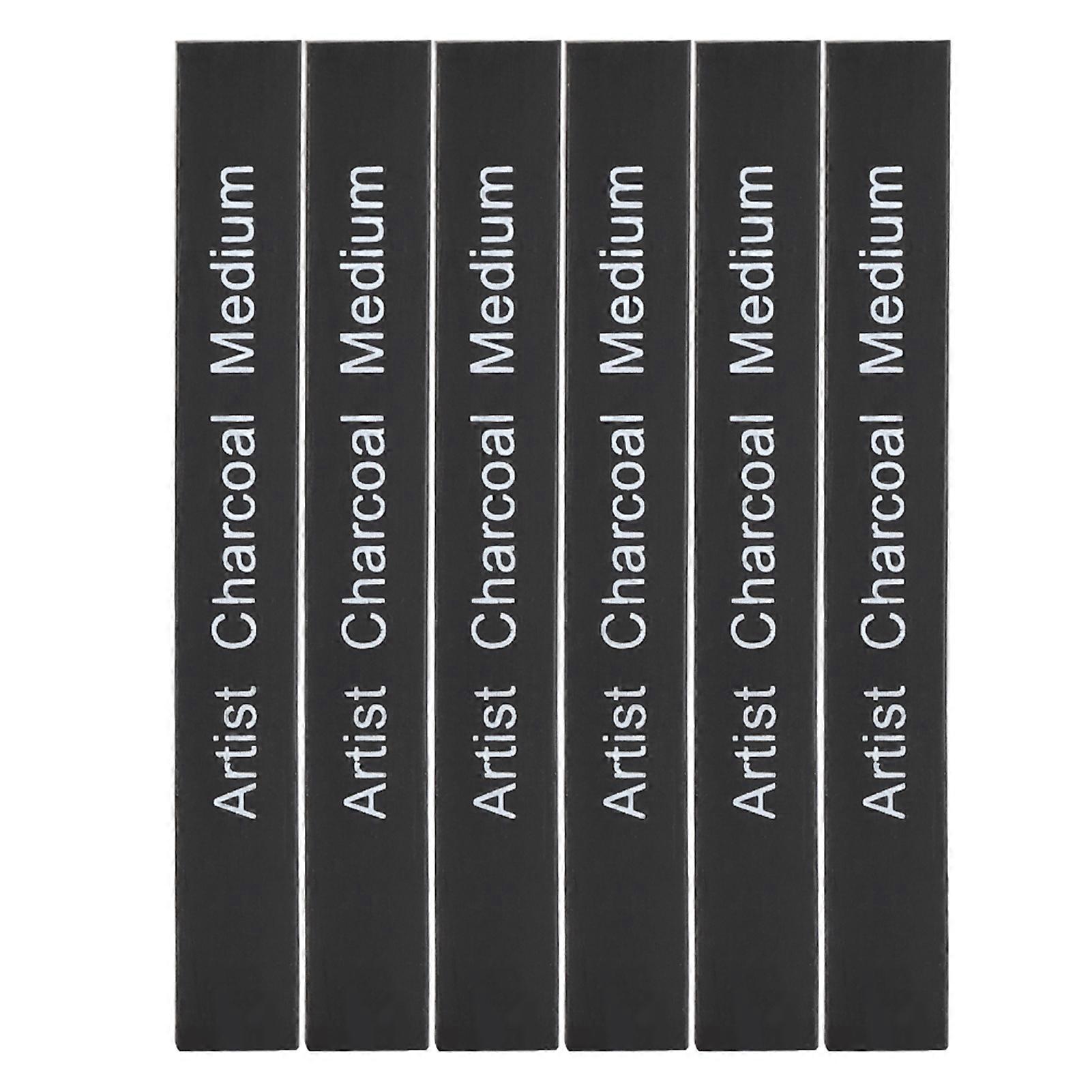 6Pcs Compressed Charcoal Sticks Black Square Soft/Medium/Hard Graphite ...