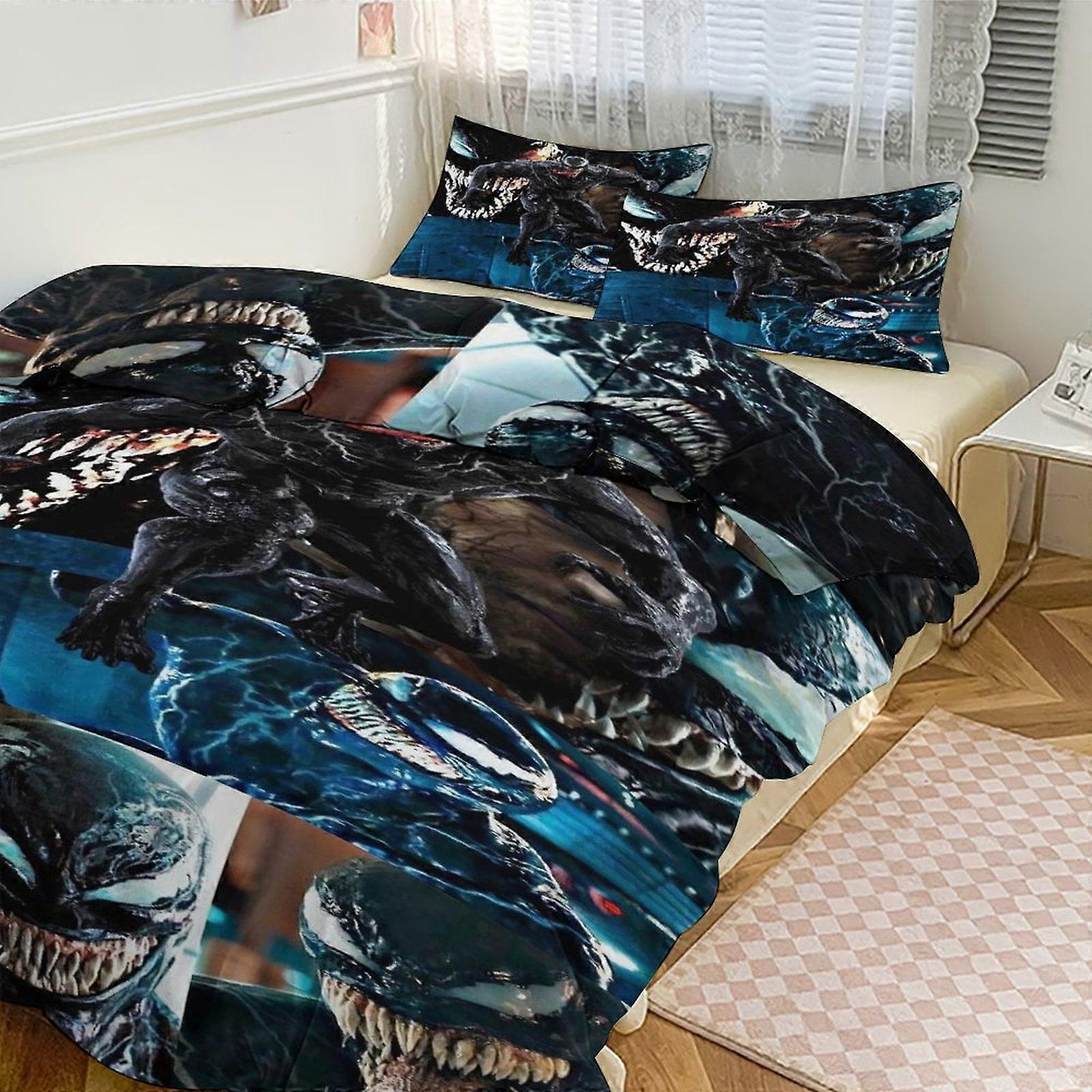 Ez432 Venom Print Bedding Set Pattern Duvet Cove Set 3 Pieces 1 Quilt Cover And 2 Pillowcases for Women Men Teens Multiple sizes to choose from IU432