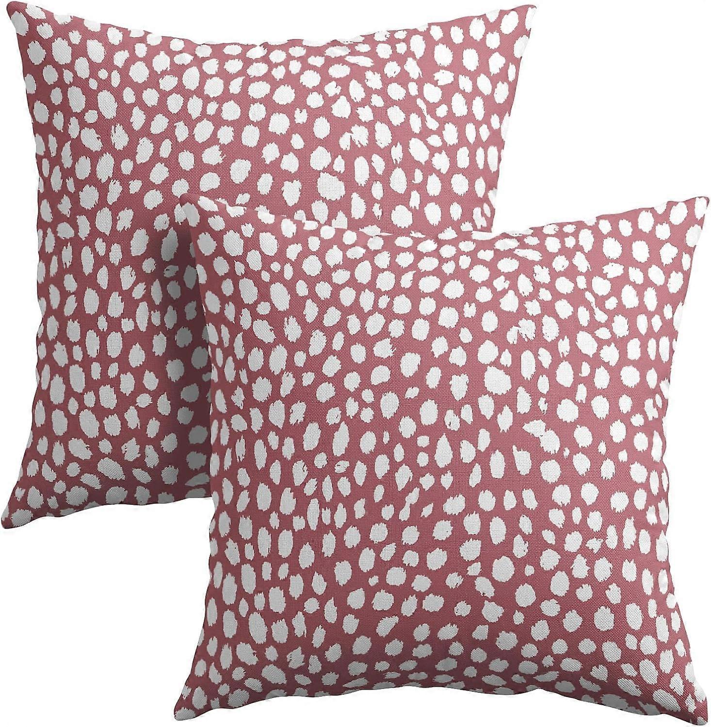 ピンクのクリームドット枕カバー16x16インチ自由奔放に生きるデザイン水玉スロー枕カバー2つのモダンなトレンディなプリント枕カバーコットンリネンクッション入り江