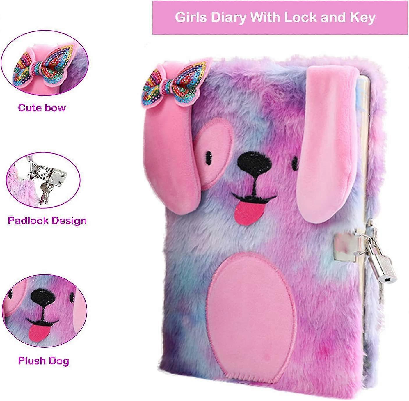 Diary For Girls With Lock And Keys, Notebook Plush Dog Secret Diary A Gift Set For Kids Multi-color Optional