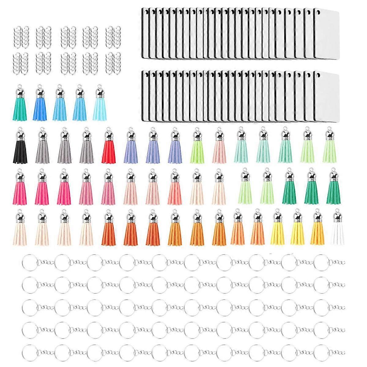250 Pieces Rectangle Sublimation Keychain Blank Bulk, Sublimation Blank Keychain 2.4Inch Heat Transfer Blank Keychain