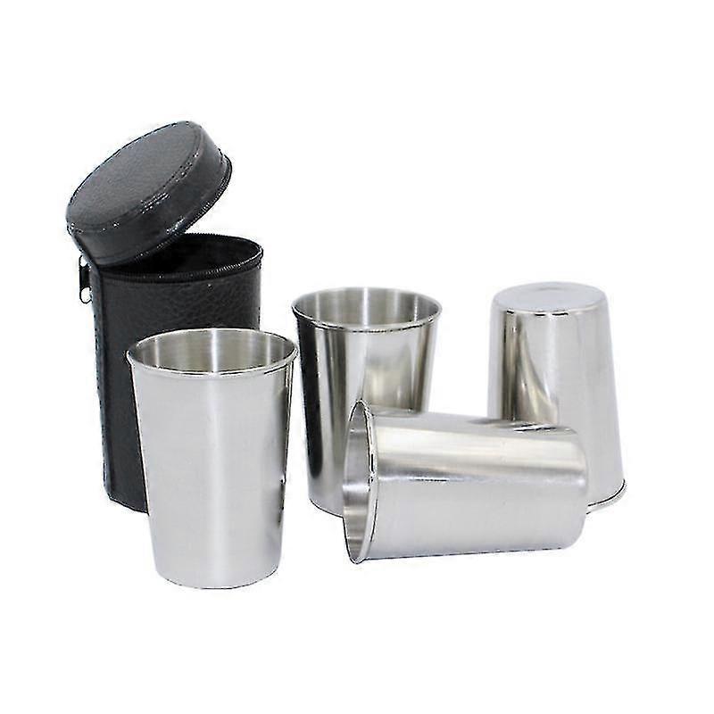 150ml ανοξείδωτο ατσάλι 4 τεμάχια εξωτερικό ποτήρι κρασιού με τσάντα για φλιτζάνια, φορητές στοιβαζόμενες κούπες