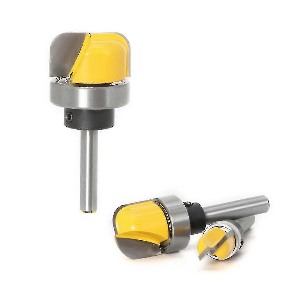 Drill Bit Set Exqutoo 4Pcs 1/4\" Shank Carbide Round Nose Groove Router Bit Set Template Router Planing Head Set With Ball Bearing Engraving Router Planing Head Wood Cutter Woodworking Tools Carving Cutting